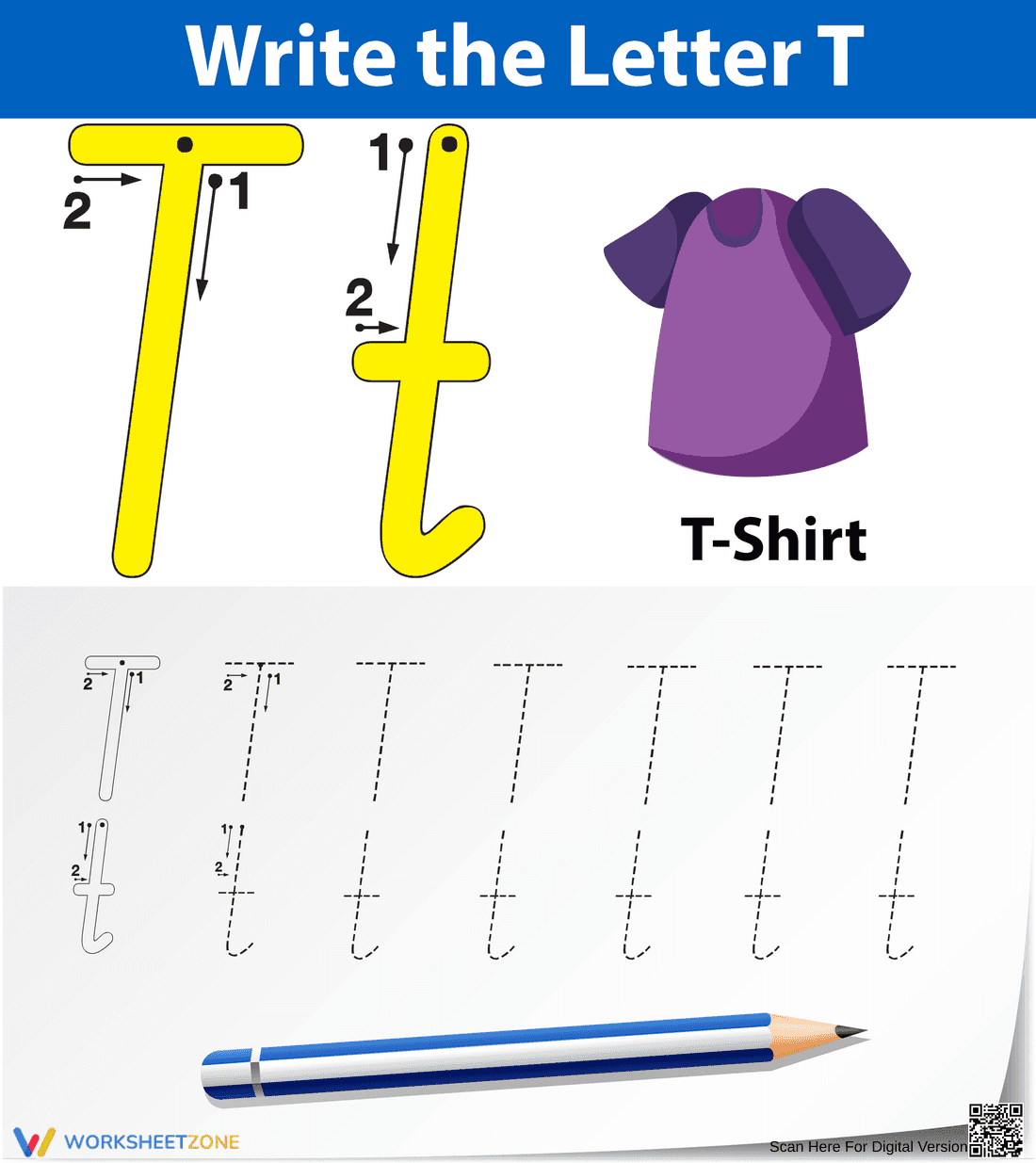Letter T is for T-Shirt Worksheet - Page 1