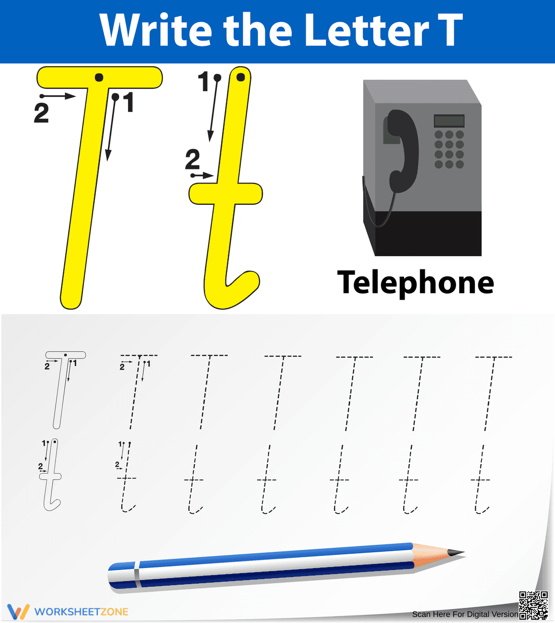 Essential Letter T Cursive Tracing Worksheet | Grade 1 - Page 1