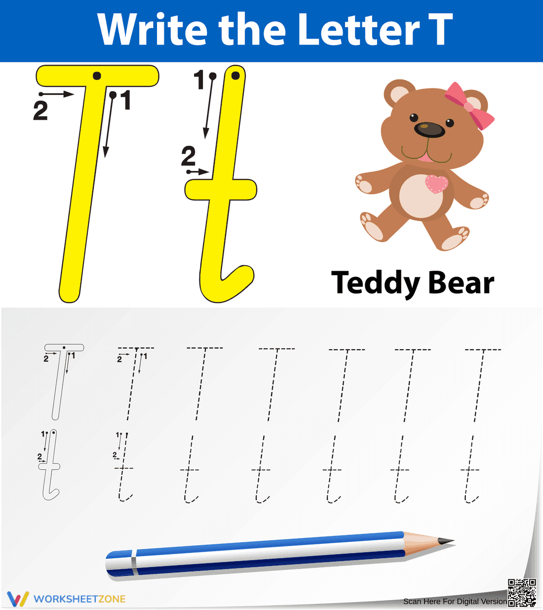 Letter T Tracing Printable | Grade K English - Page 1