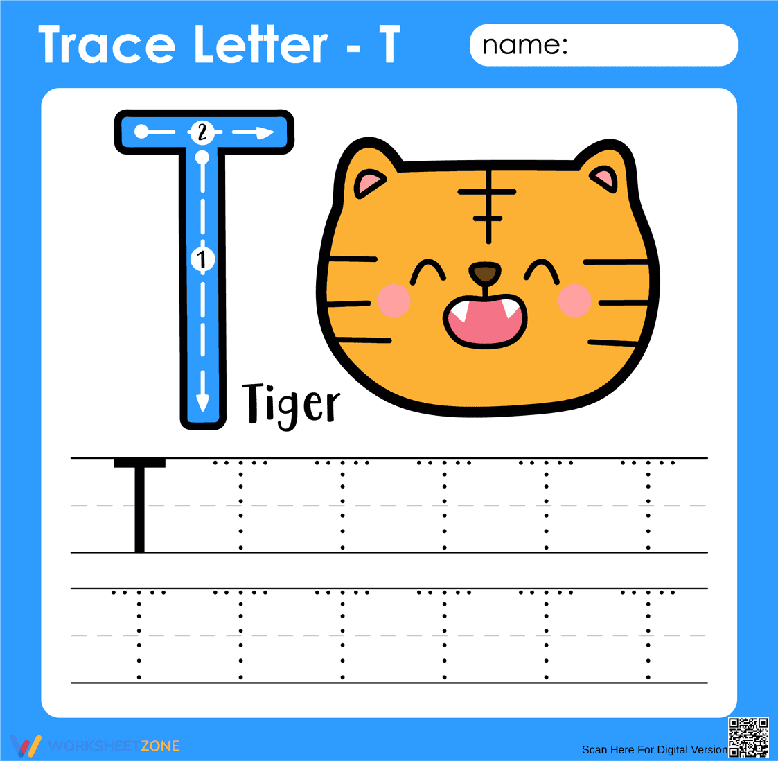 Letter T Tracing Worksheet | Preschool Printable - Page 1
