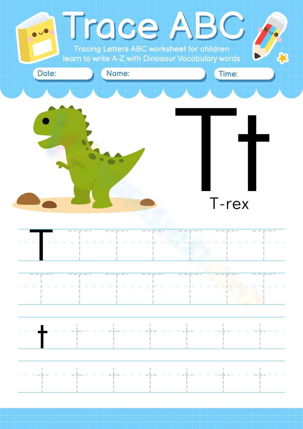 Trace the Letter T with T-Rex - Page 1