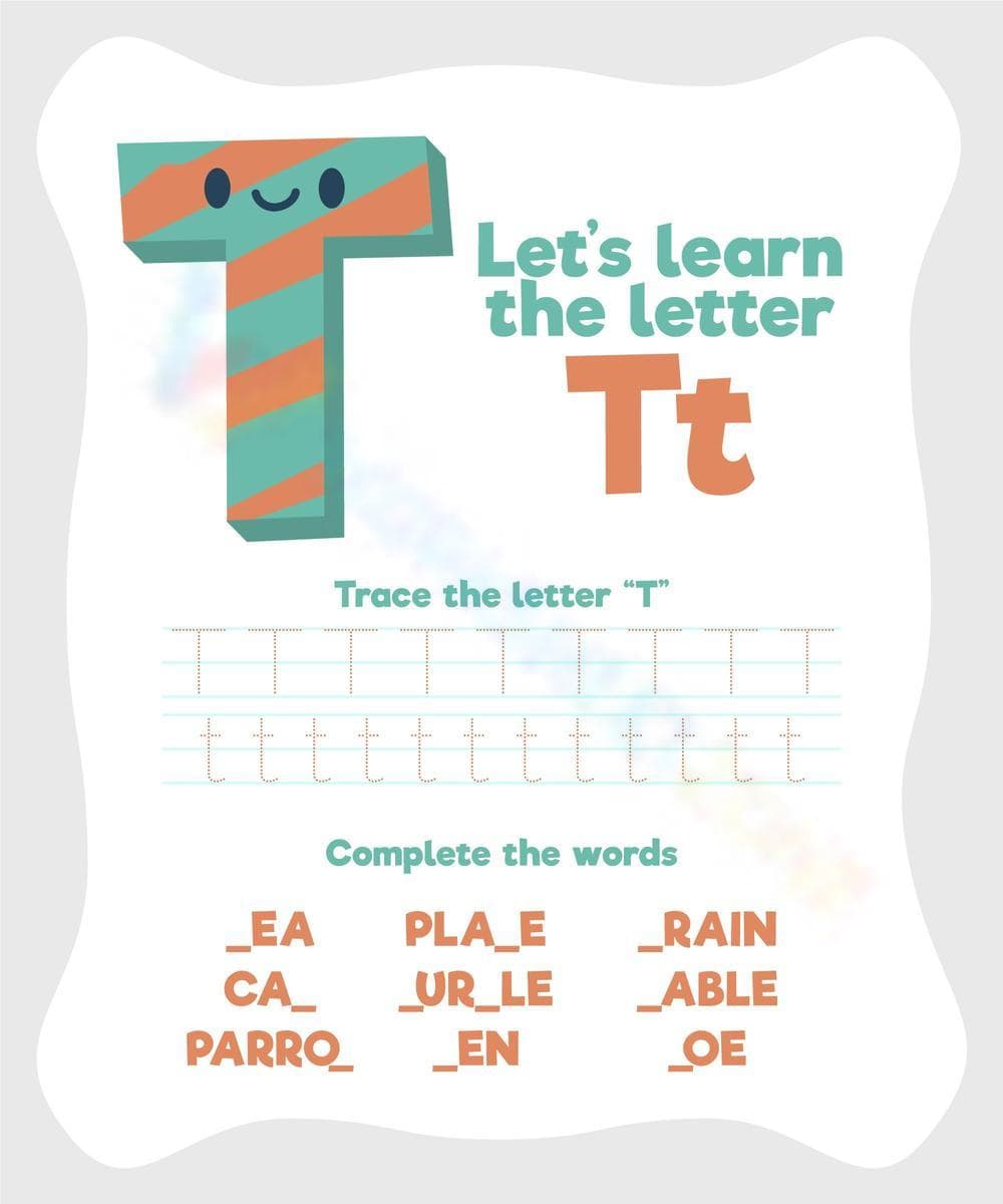 Letter T Worksheet | Tracing & Word Fun! - Page 1
