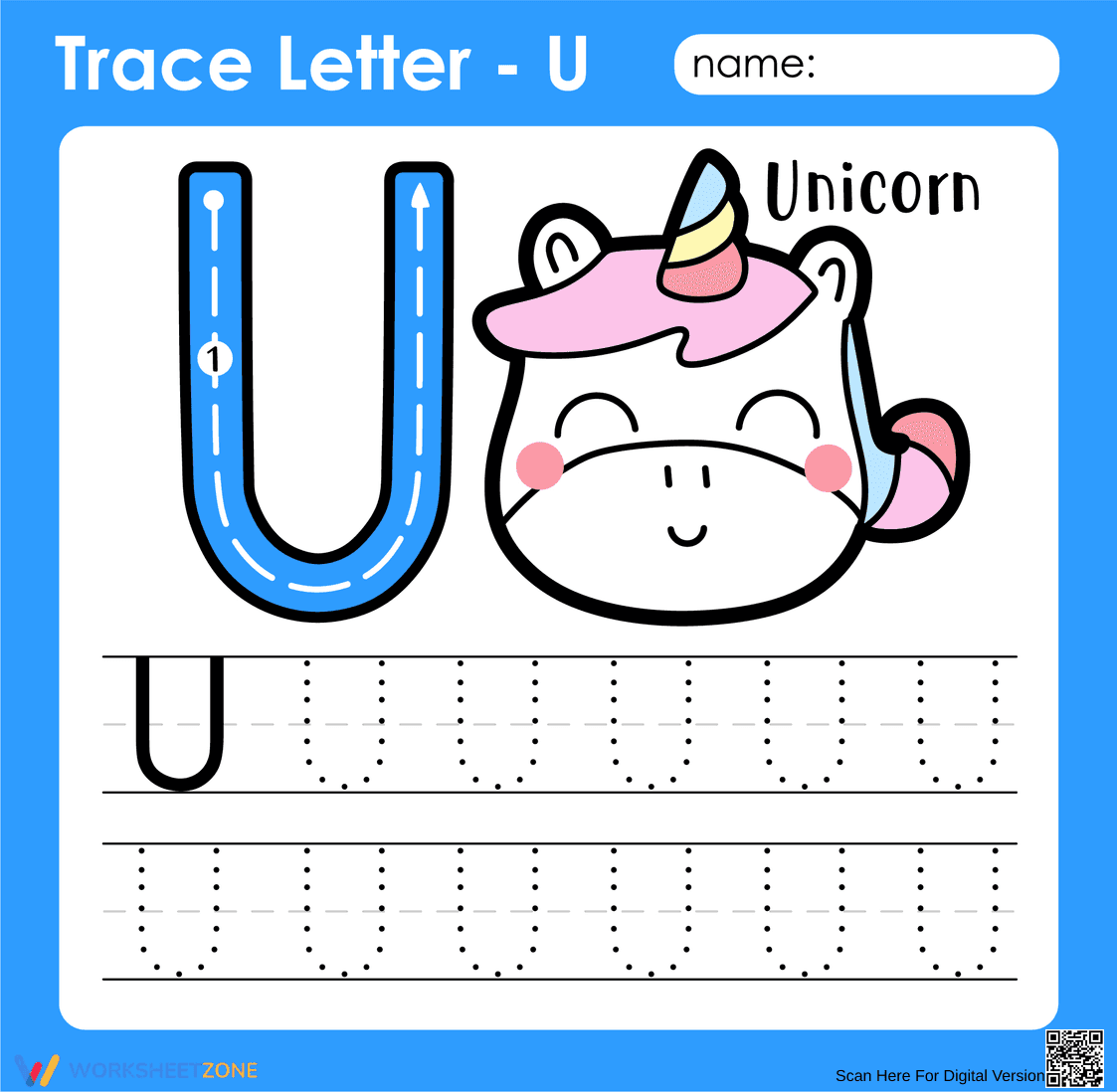 Trace The Letter U - Page 1