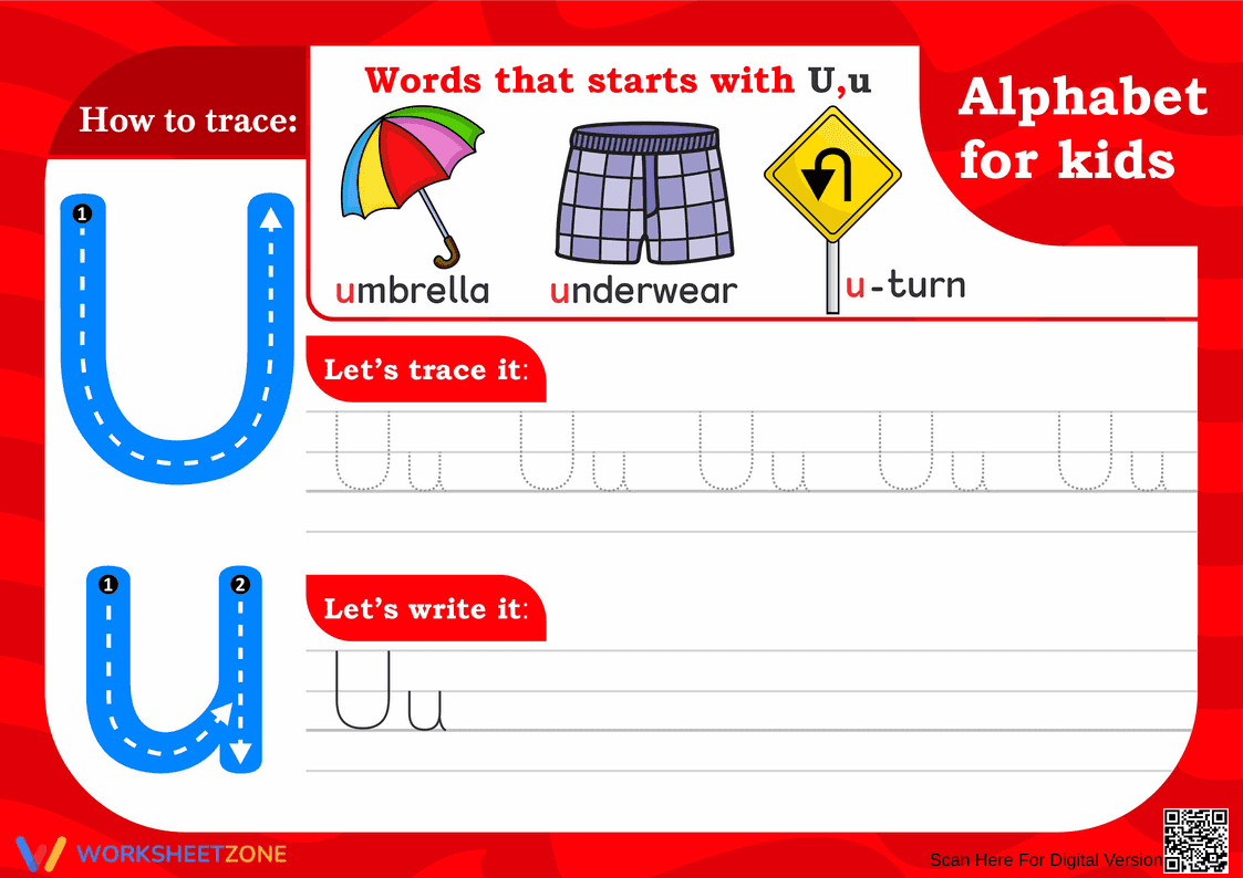 Alphabet for Kids: Letter U Worksheet - Page 1