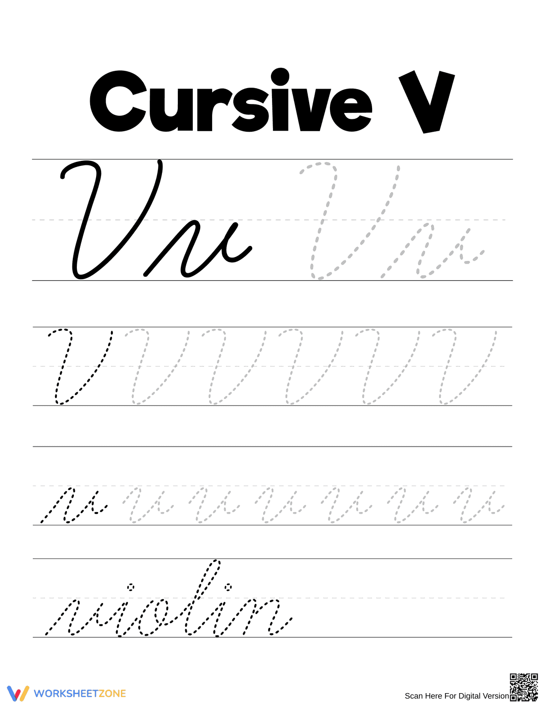 Cursive V: Practice Handwriting Skills - Page 1