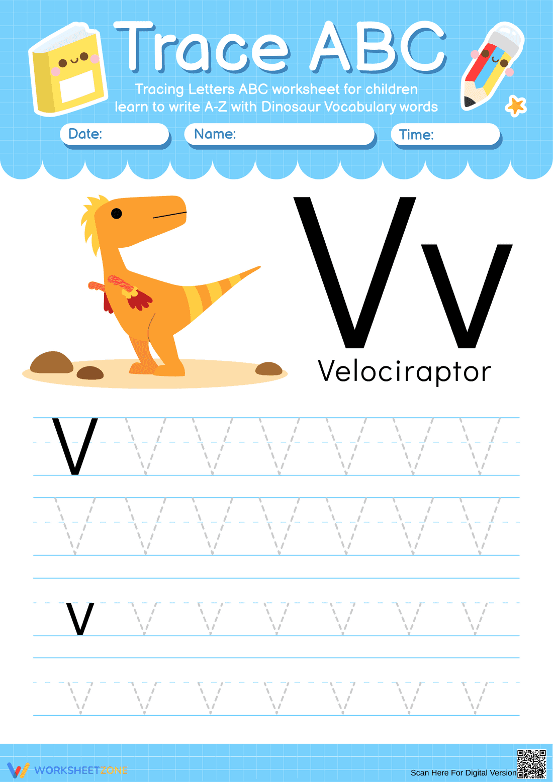 Letter V Tracing Worksheet | Essential Preschool Printable - Page 1