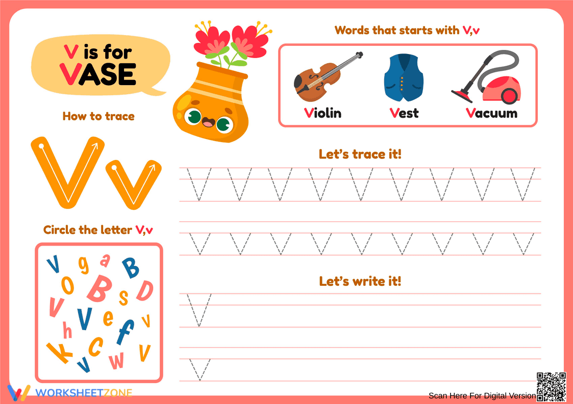 How to Trace: Practice Letter VV - Page 1