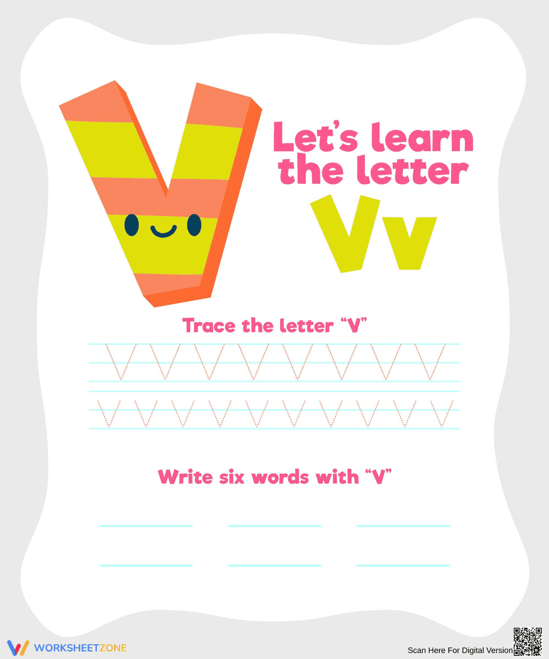 Let's Learn the Letter VV Worksheet - Page 1