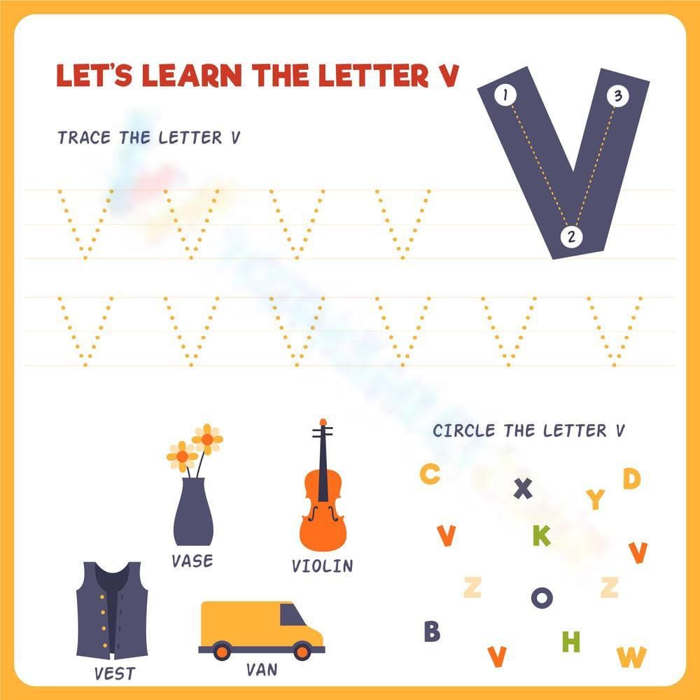 Let's Learn the Letter V: Kids Activity - Page 1