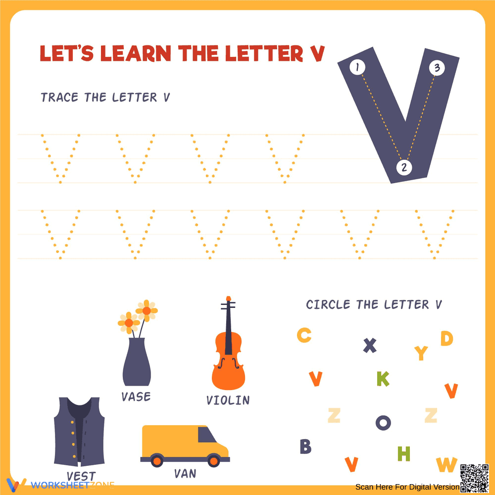 Let's Learn the Letter V: Kids Activity - Page 1