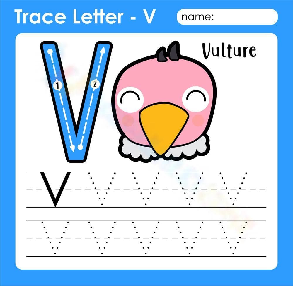Trace Letter V Worksheet - Page 1
