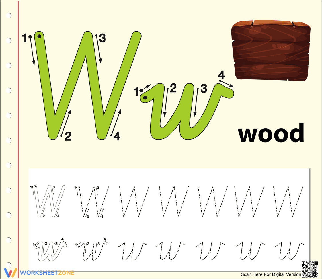 Cursive Letter W Worksheet | Grade 1 Printable - Page 1