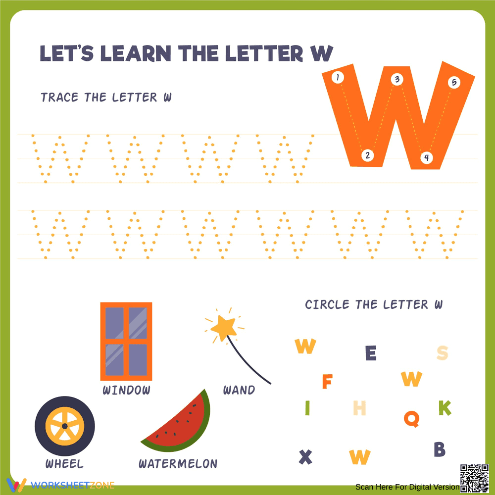 Learn the Letter W Worksheet - Page 1