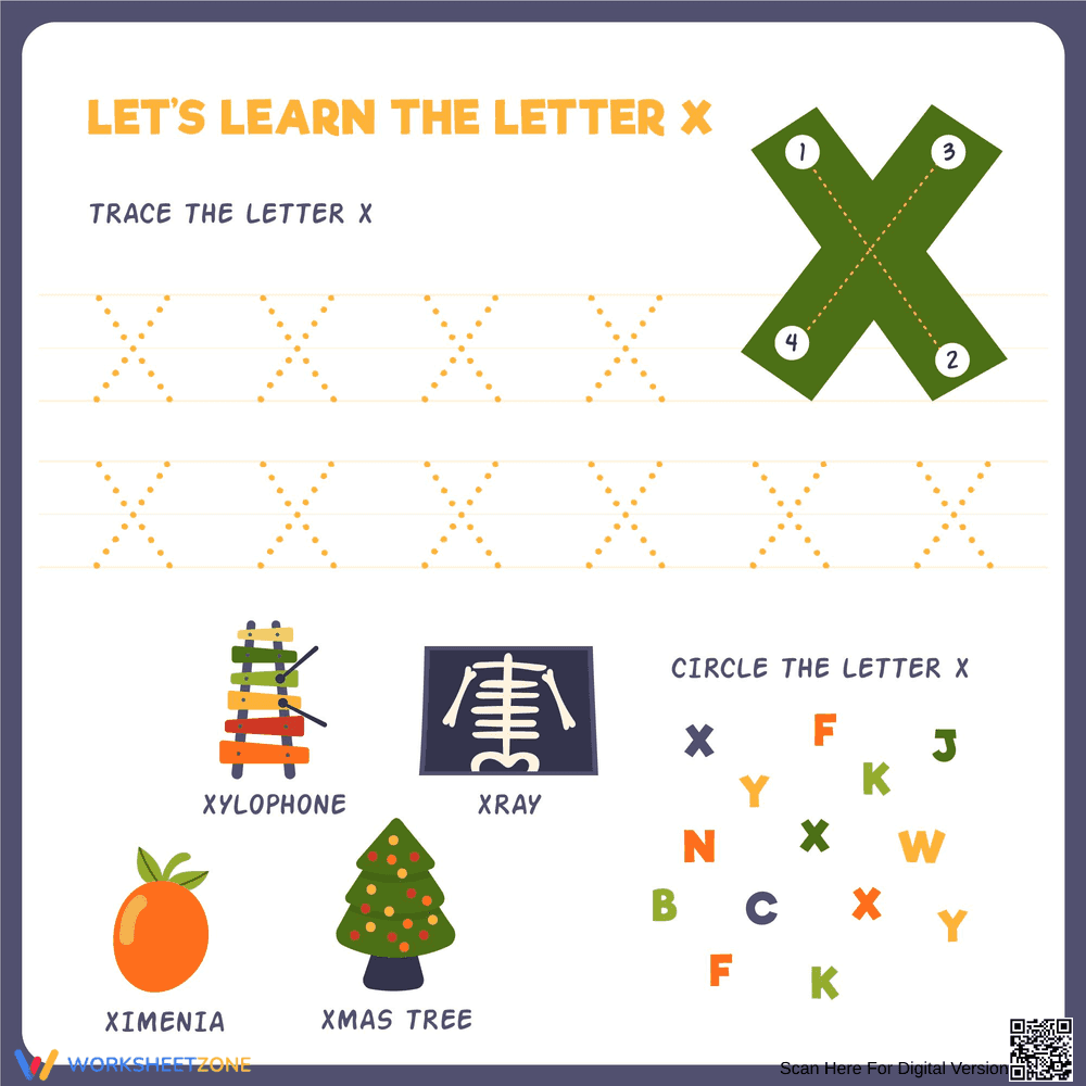 Learn the Letter X Worksheet - Page 1