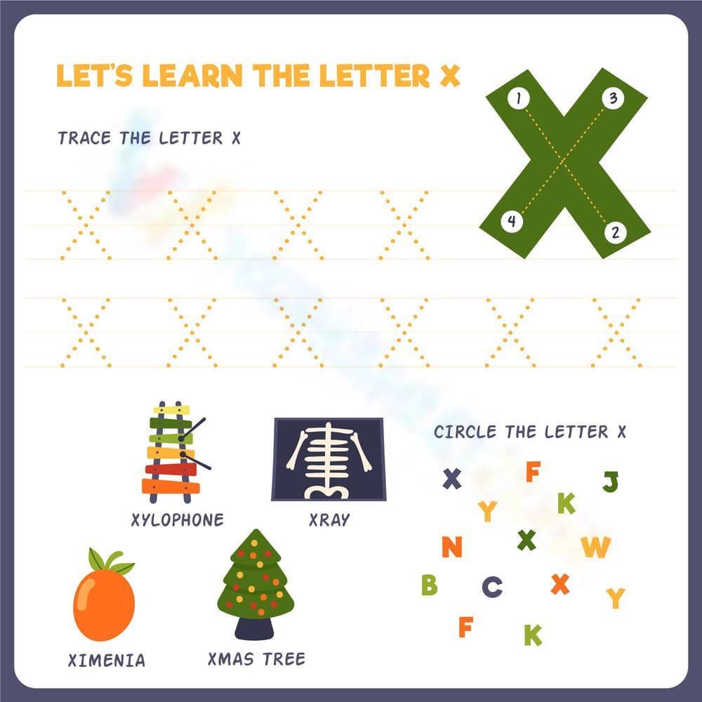 Learn the Letter X Worksheet - Page 1