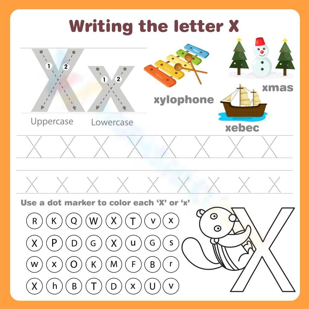 Writing the Letter X Worksheet - Page 1