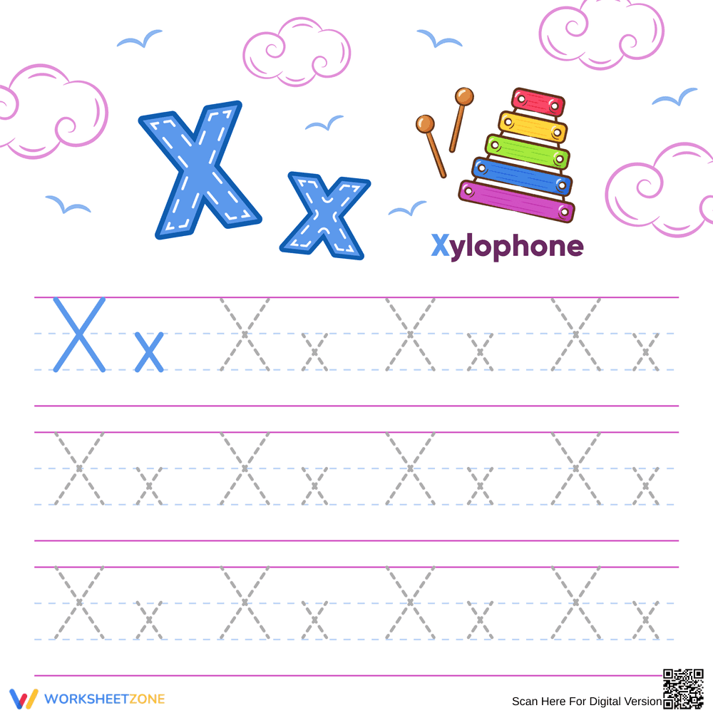 Learn to Write X With Xylophone - Page 1