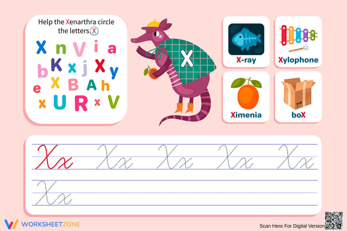 Cursive Letter X Printable Worksheet | Grade 1 Ready - Page 1