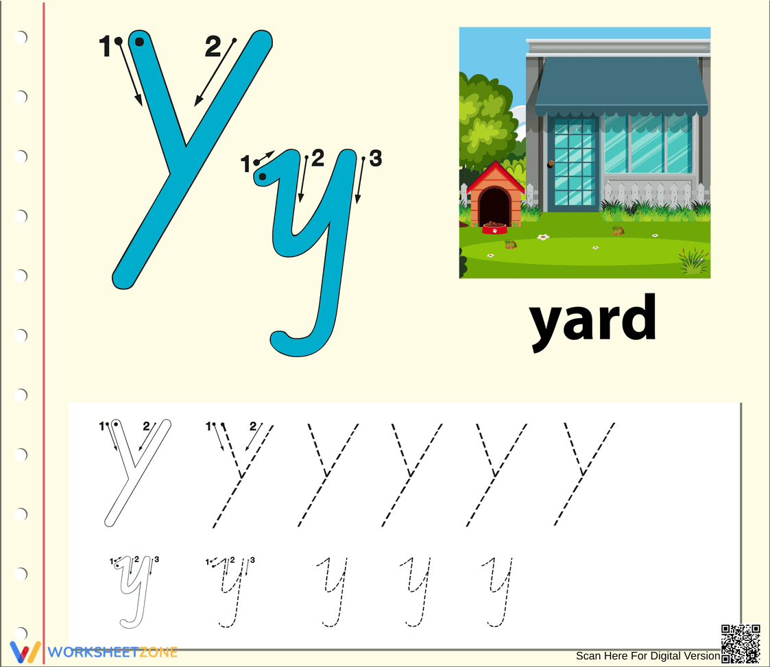 Printable Cursive Letter Y Tracing | Grade 1 English - Page 1