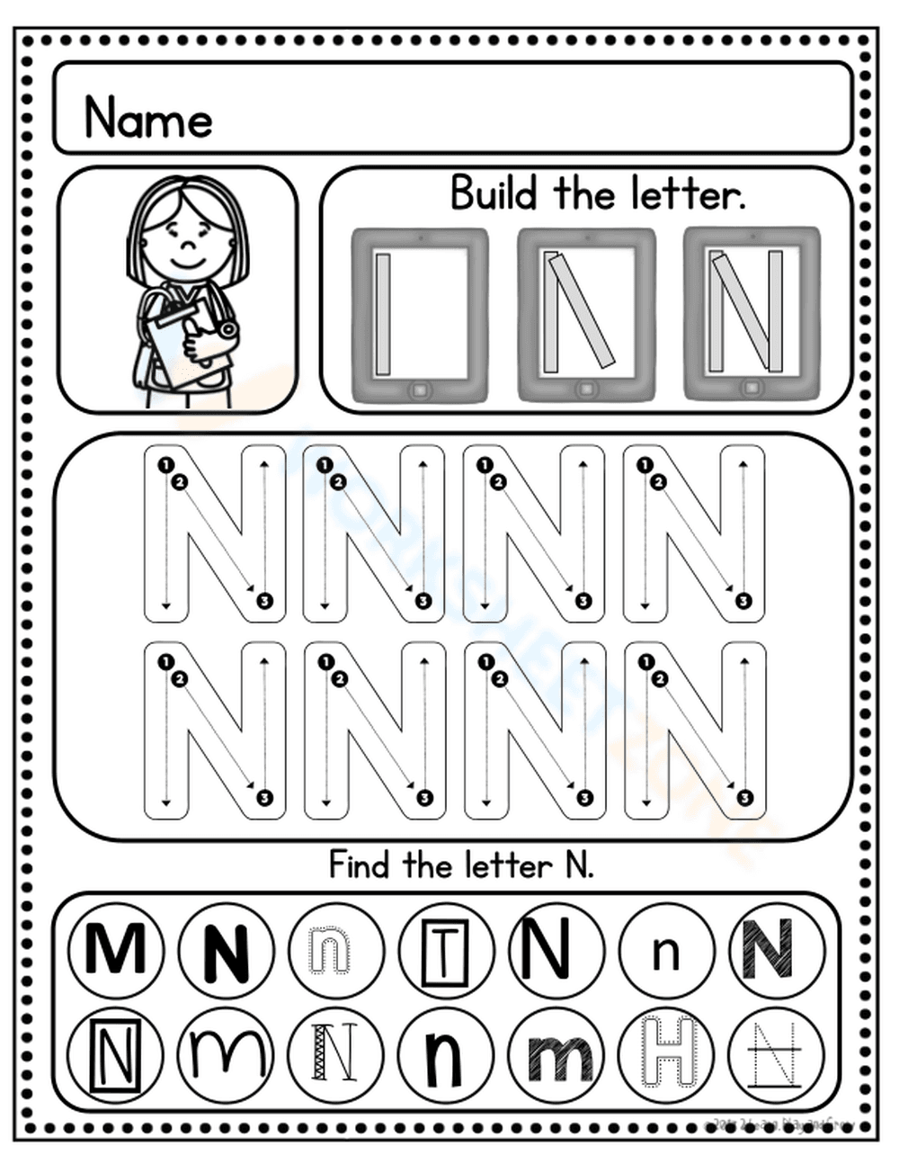 Practice Handwriting: Mastering Letter N - Page 1