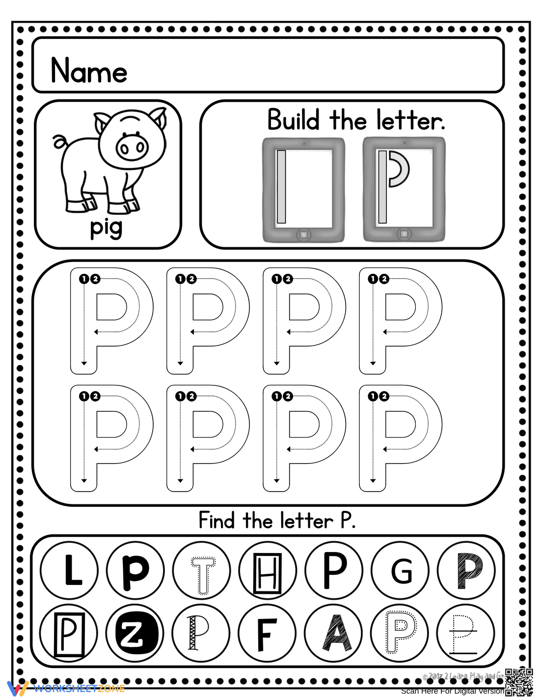 Printable Letter P Worksheet | Kindergarten Handwriting - Page 1