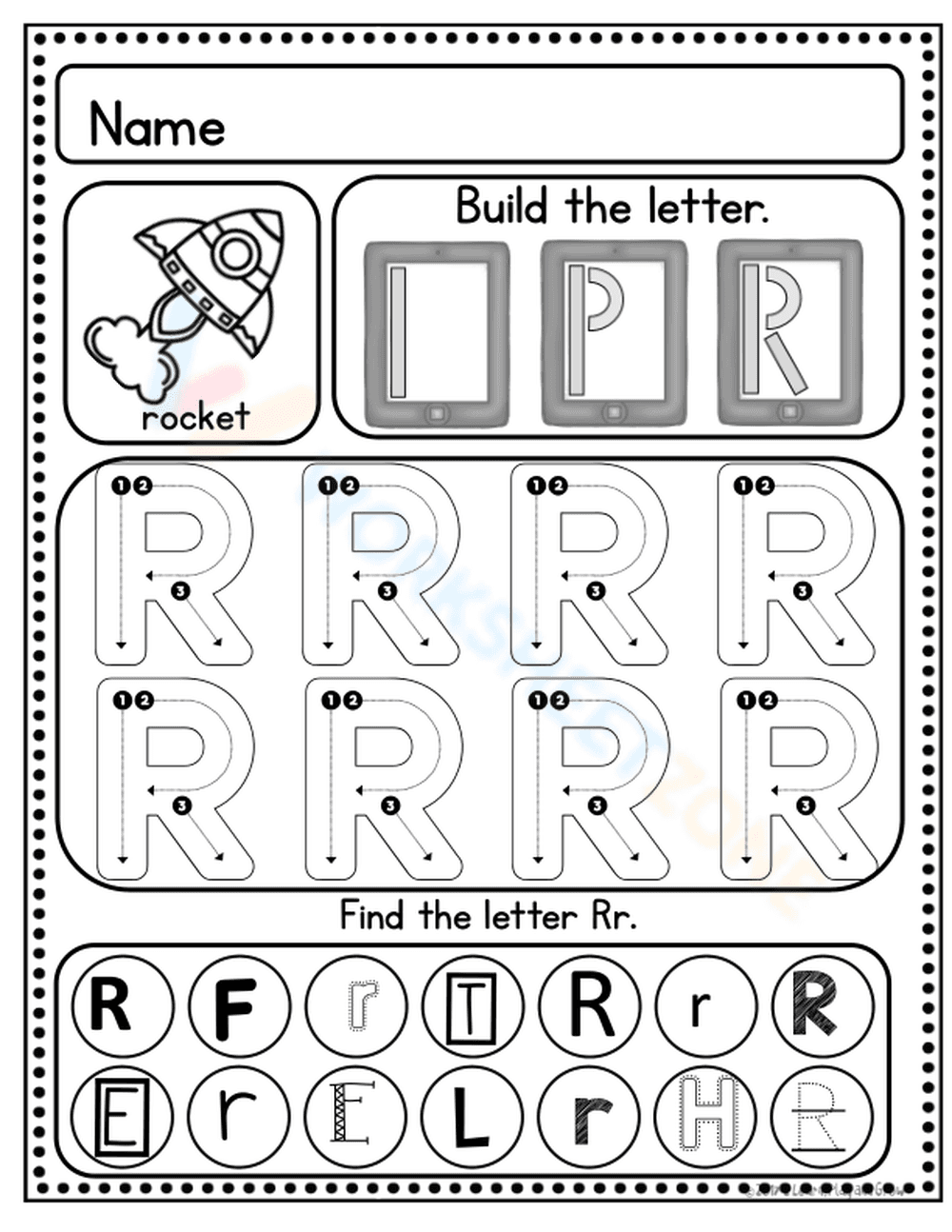 Improve Penmanship: Letter R Practice Sheet - Page 1