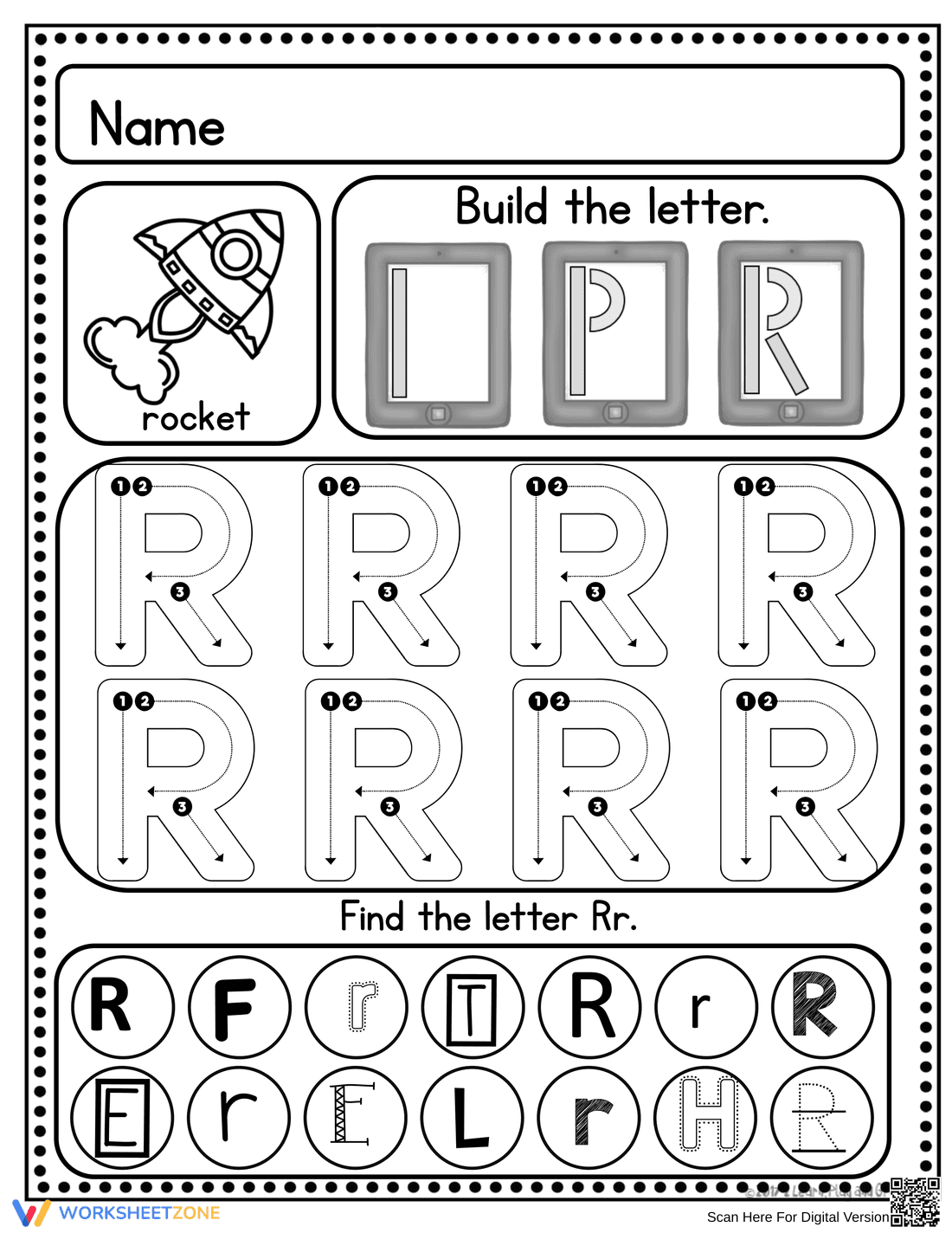 Improve Penmanship: Letter R Practice Sheet - Page 1