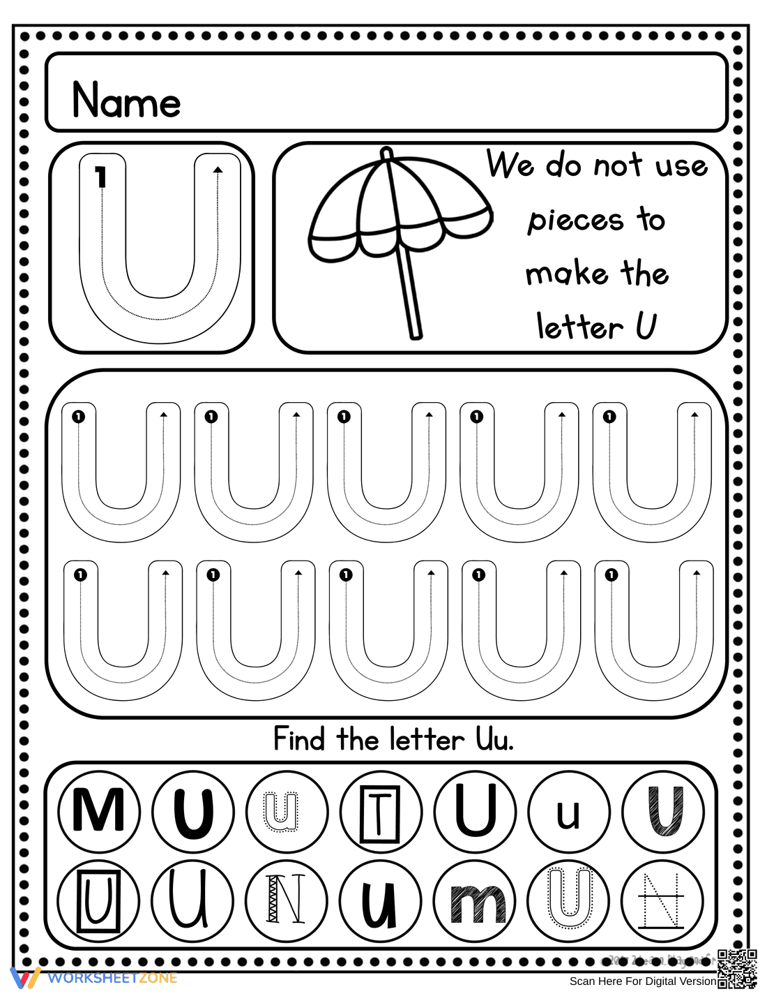 Letter U Handwriting Worksheet | Essential Grade K-1 - Page 1