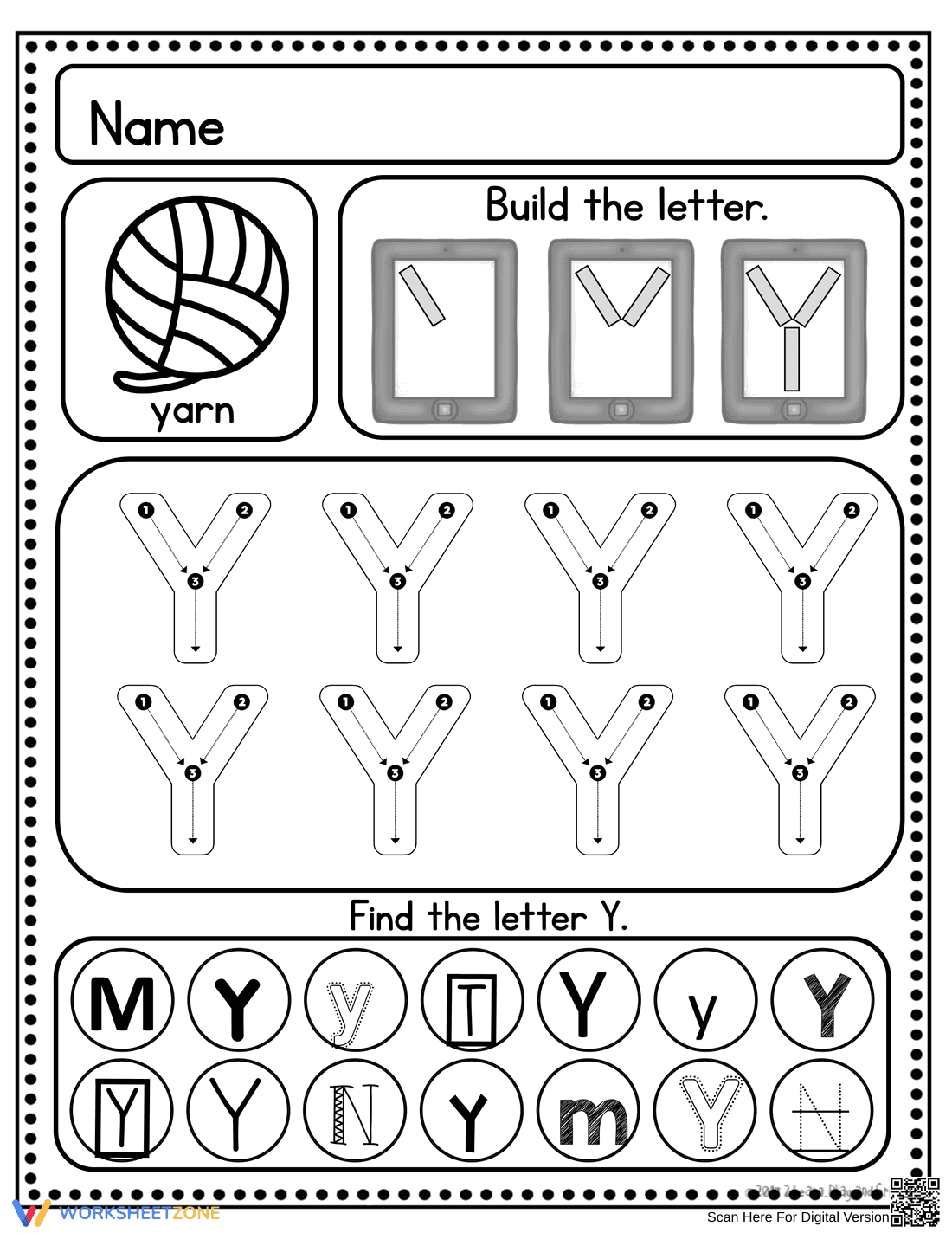 Essential Letter Y Handwriting Worksheet | Grade K-1 - Page 1