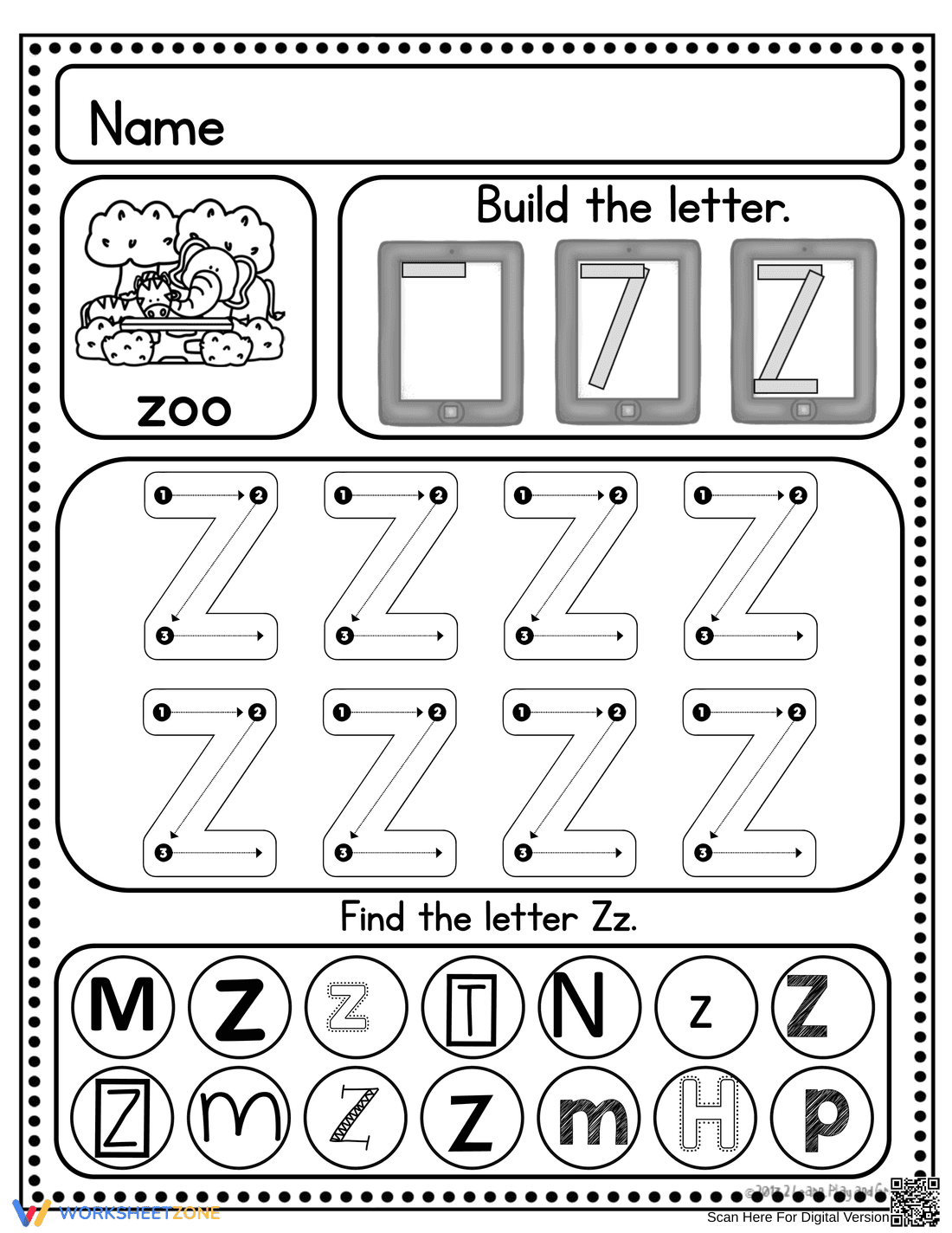 Handwriting: Letter Z Practice - Page 1