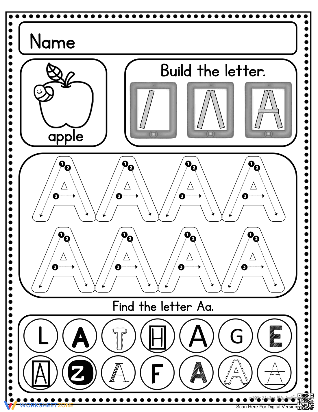 Printable Letter A Worksheet | Grade K Handwriting - Page 1