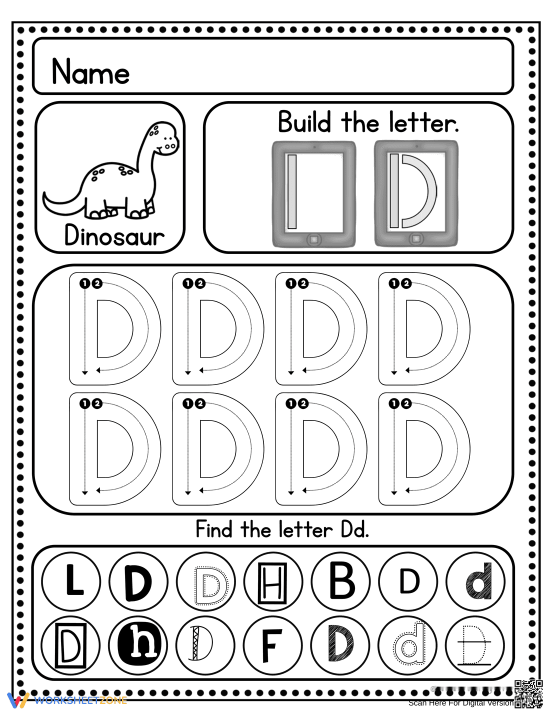Handwriting Practice: Letter D Worksheet - Page 1