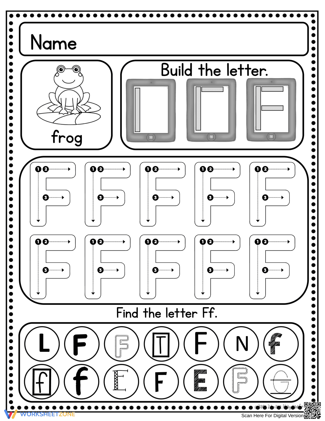 Handwriting: Letter F Practice - Page 1