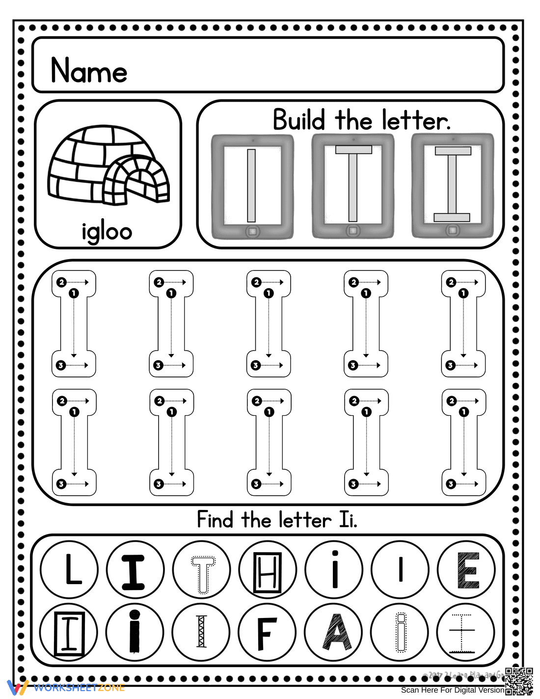 Handwriting Practice: Letter I Worksheet - Page 1