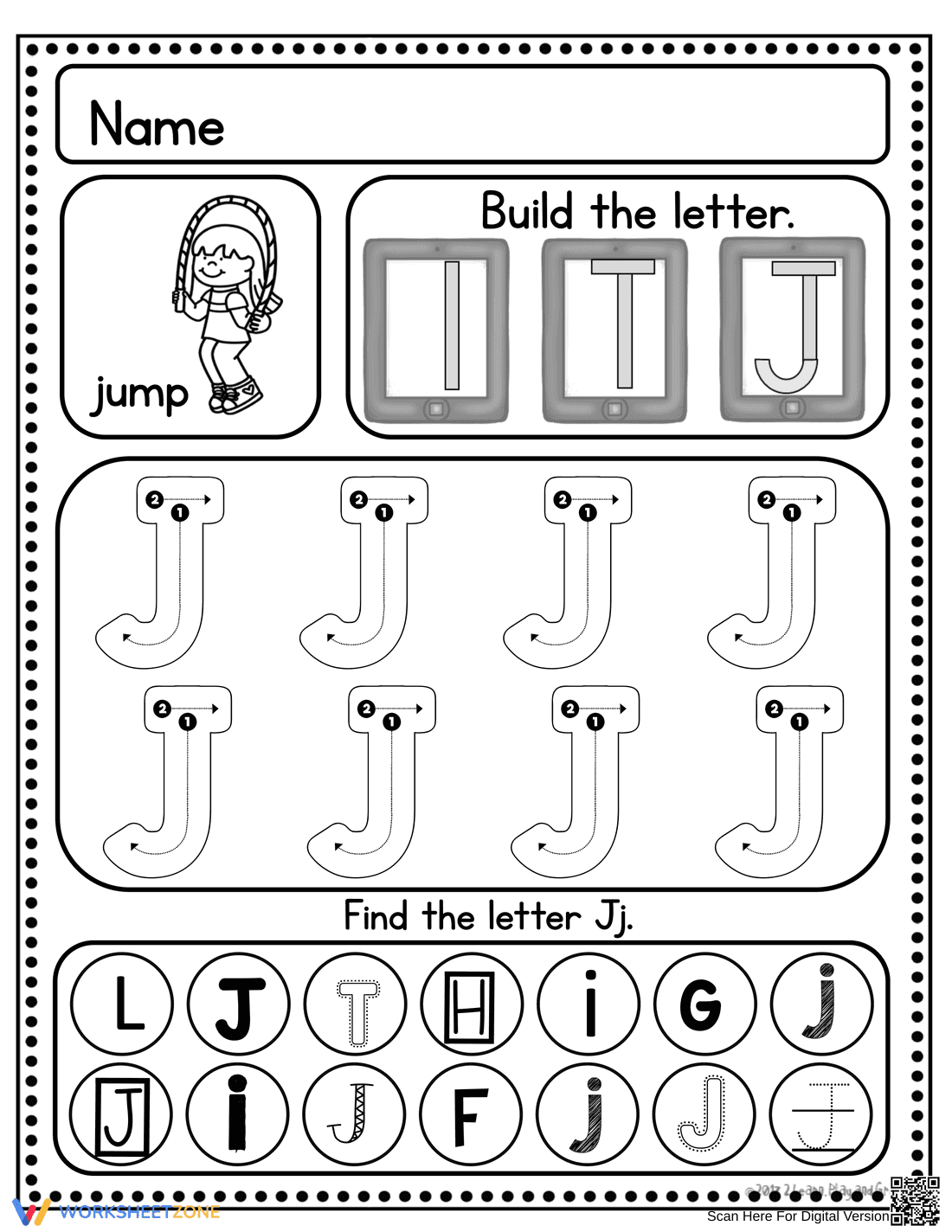 Handwriting Practice: Letter J Worksheet - Page 1