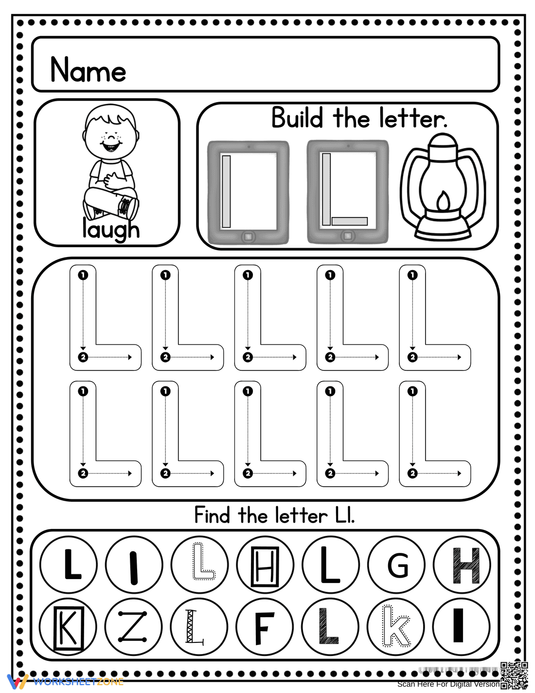 Handwriting Practice: Letter L Worksheet - Page 1