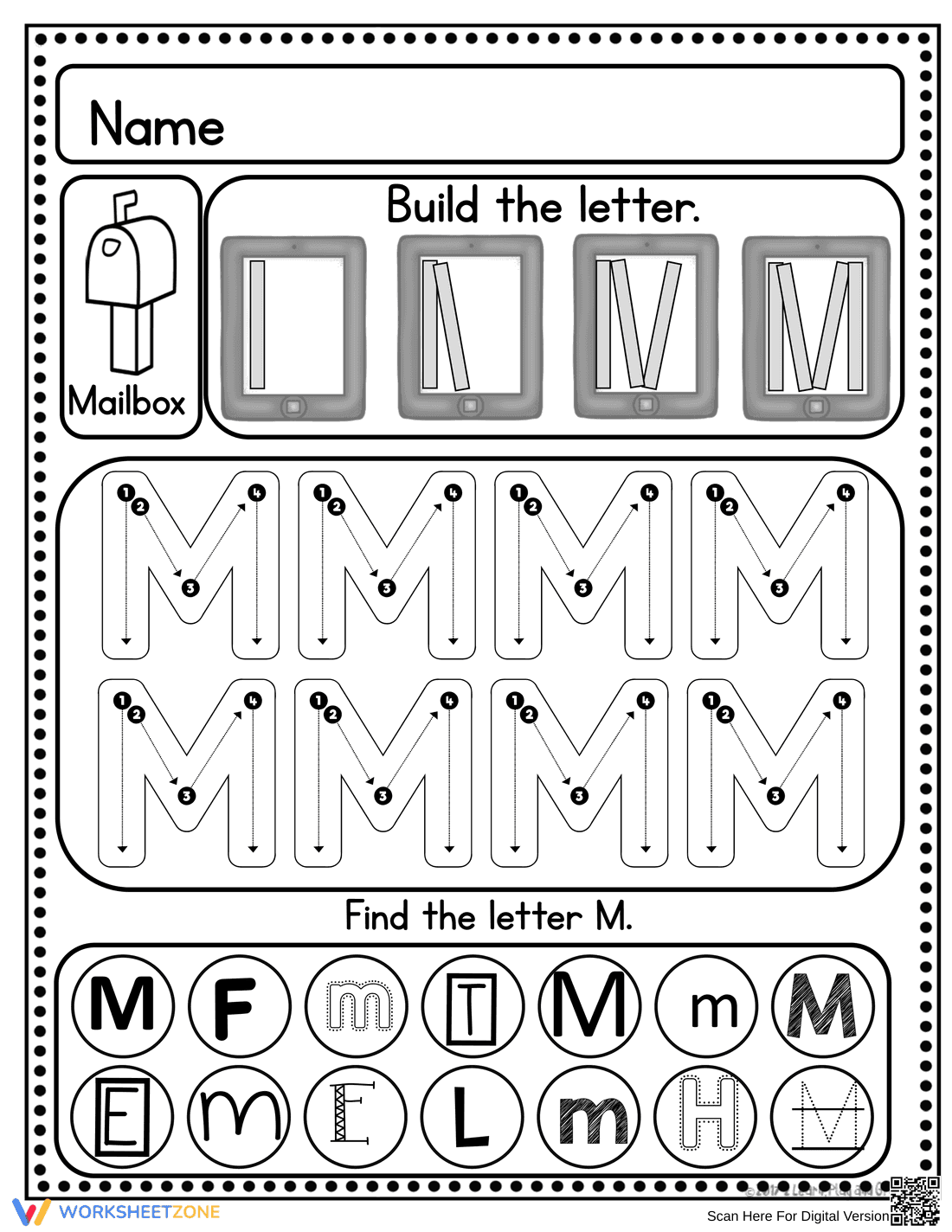 Handwriting Practice: Letter M Worksheet - Page 1