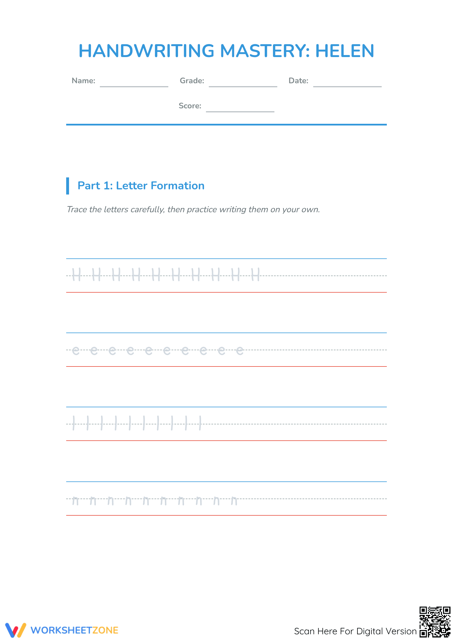 Grade 1 Aesthetic Handwriting — Printable No-Prep Worksheet - Page 1