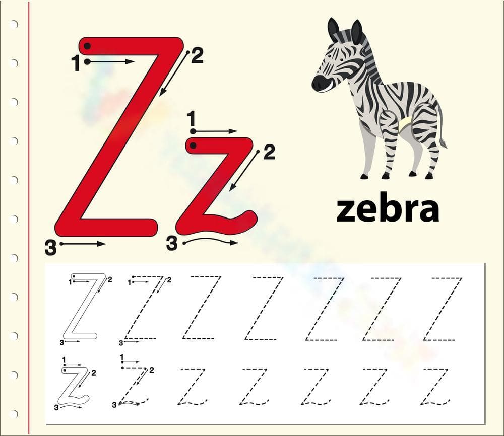 Grade K Letter Z Tracing — Printable No-Prep Worksheet - Page 1