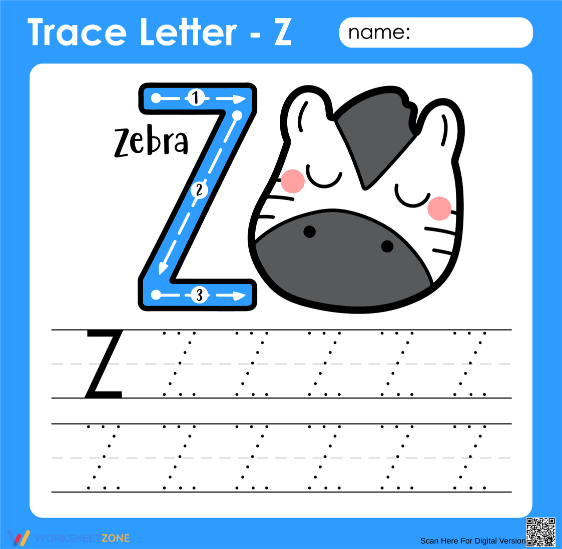 Trace Uppercase Letter Z - Page 1