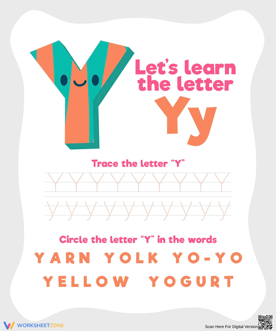 Learn the Letter Y: Alphabet Worksheet for Kids - Page 1
