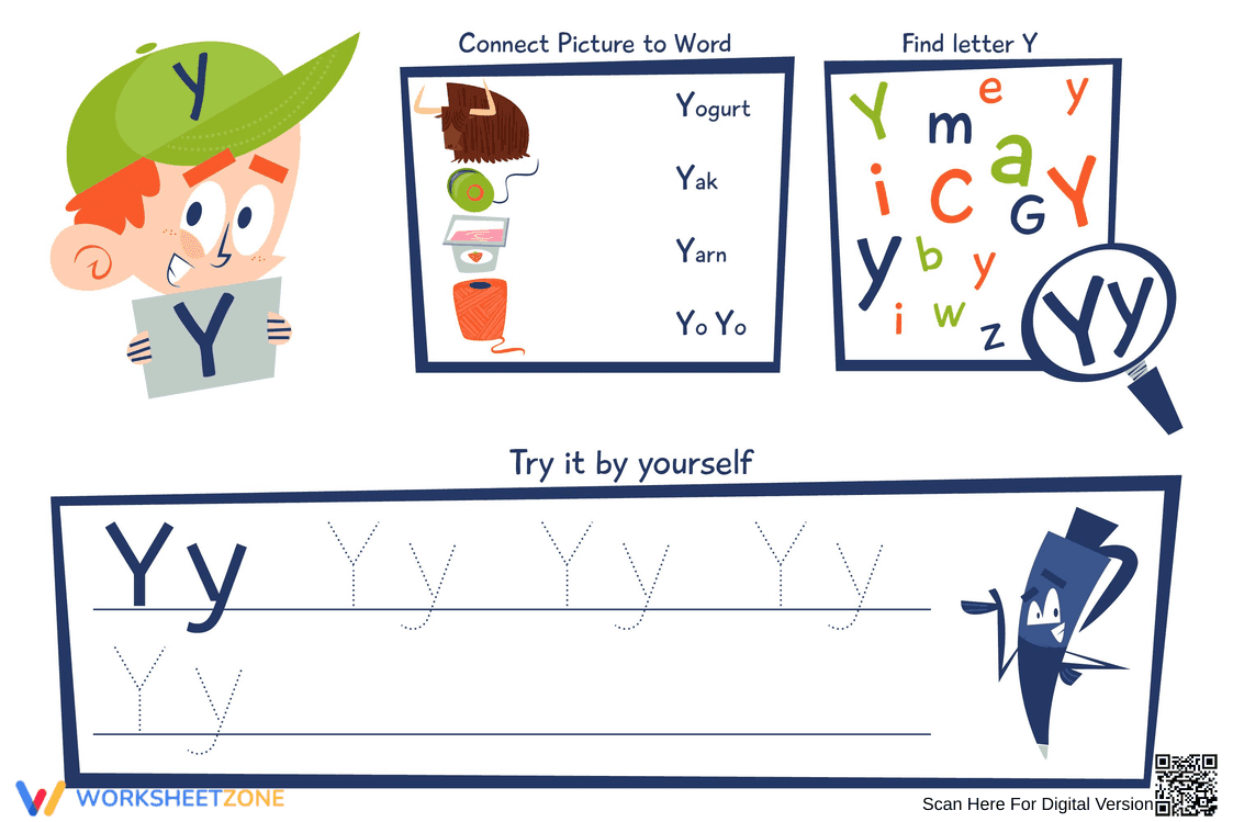 Letter Y Handwriting Practice | Essential Grade 1 Worksheet - Page 1
