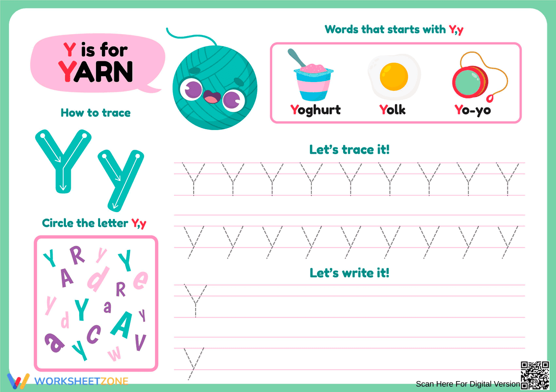 Essential Letter Y Practice Worksheet | Grade 1 - Page 1