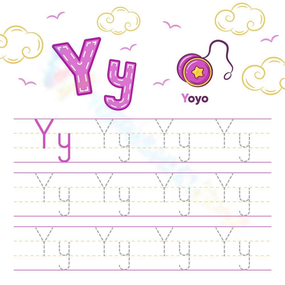 Preschool Worksheet for Tracing Letter Y - Page 1