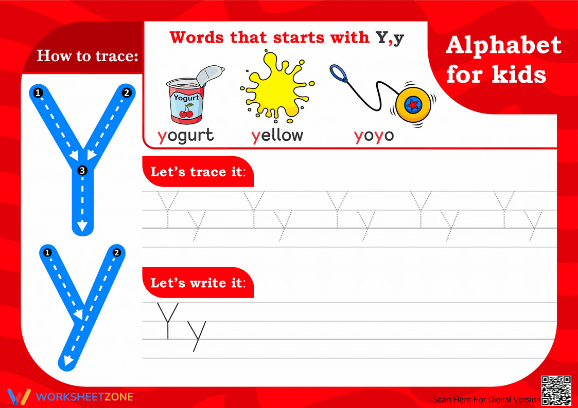 Letter Yy Tracing Worksheet | Printable Grade K-1 Ready - Page 1