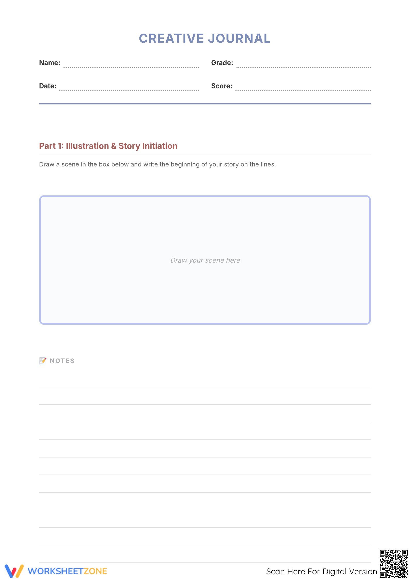 Printable Creative Handwriting Journal: Grade 6-7 - Page 1