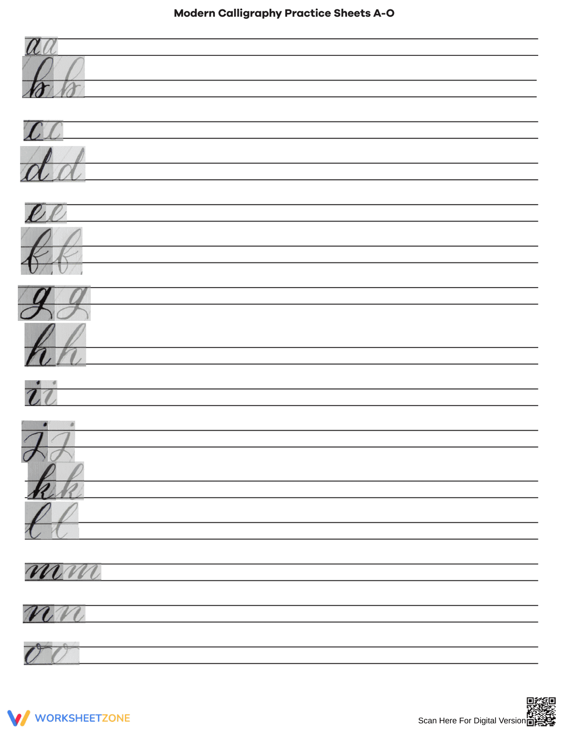 Calligraphy Practice: A-Z Alphabet Worksheet - Page 1