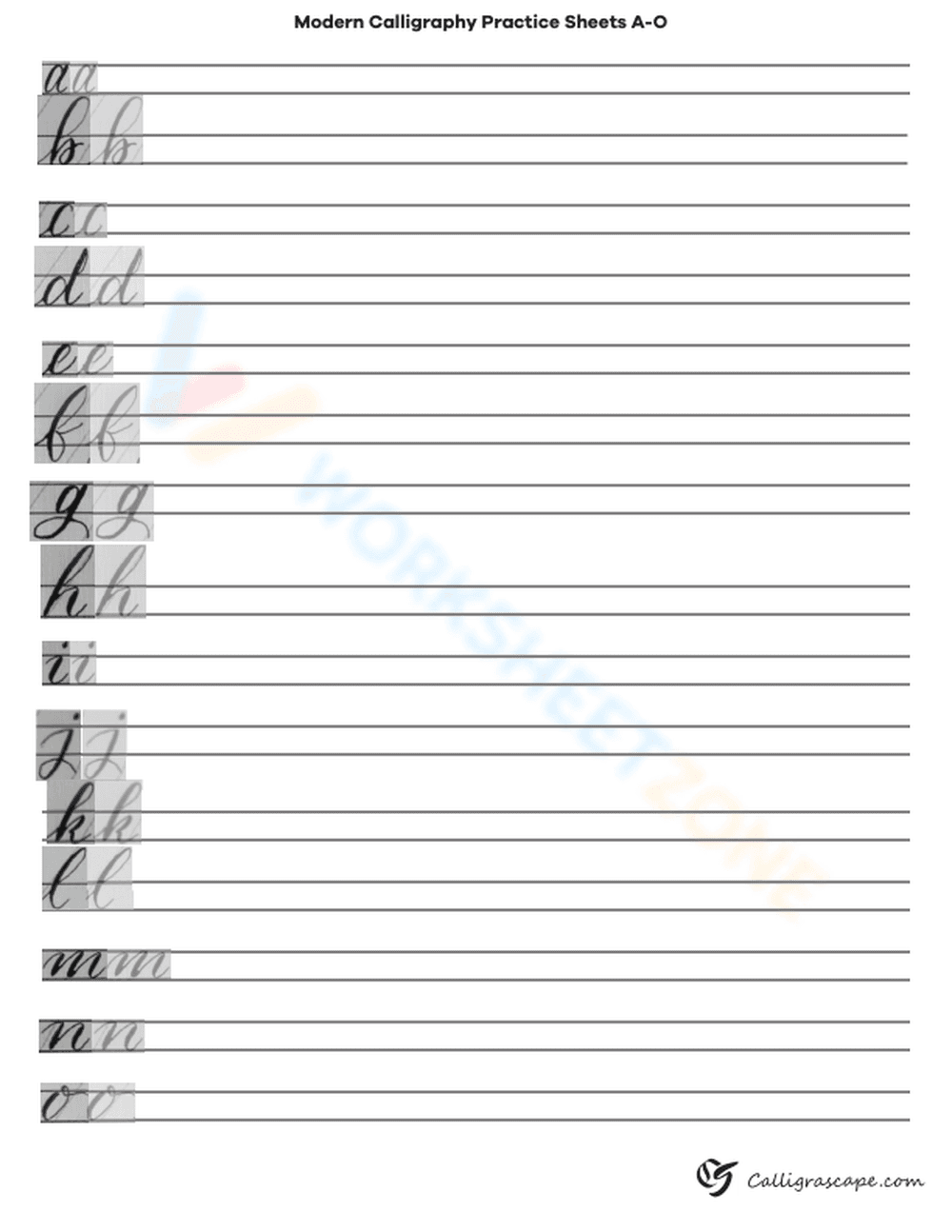 Calligraphy Practice: A-Z Alphabet Worksheet - Page 1