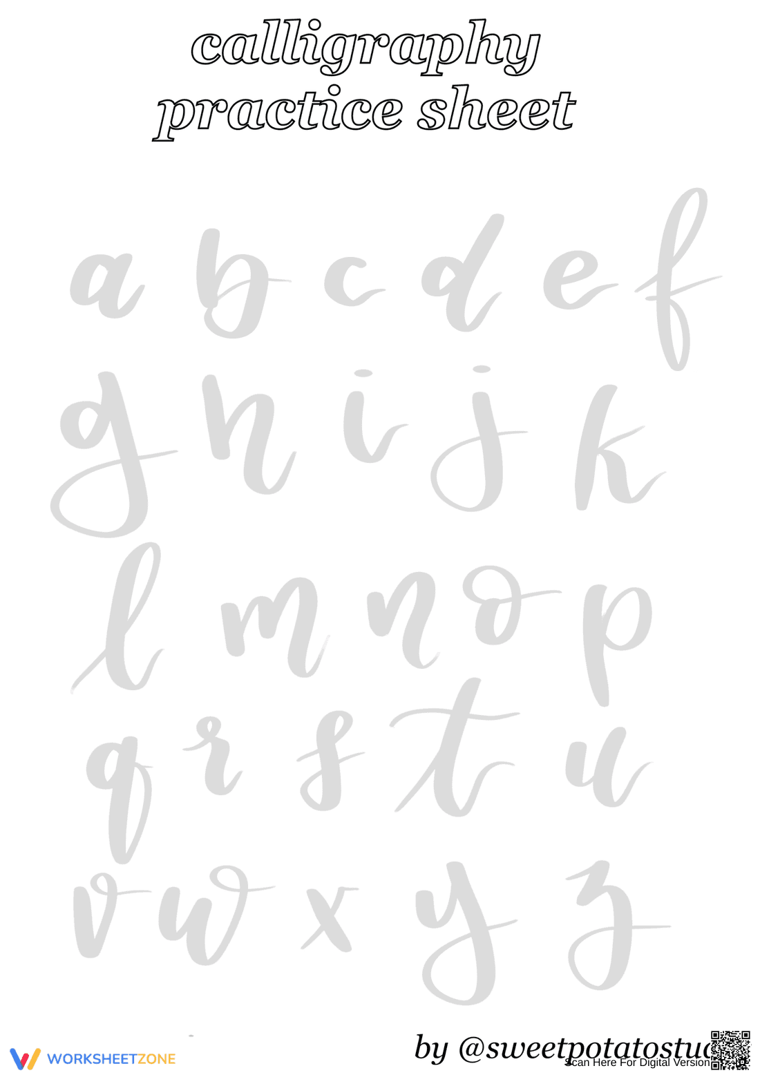 Calligraphy Alphabet Sheet: A to Z Practice - Page 1