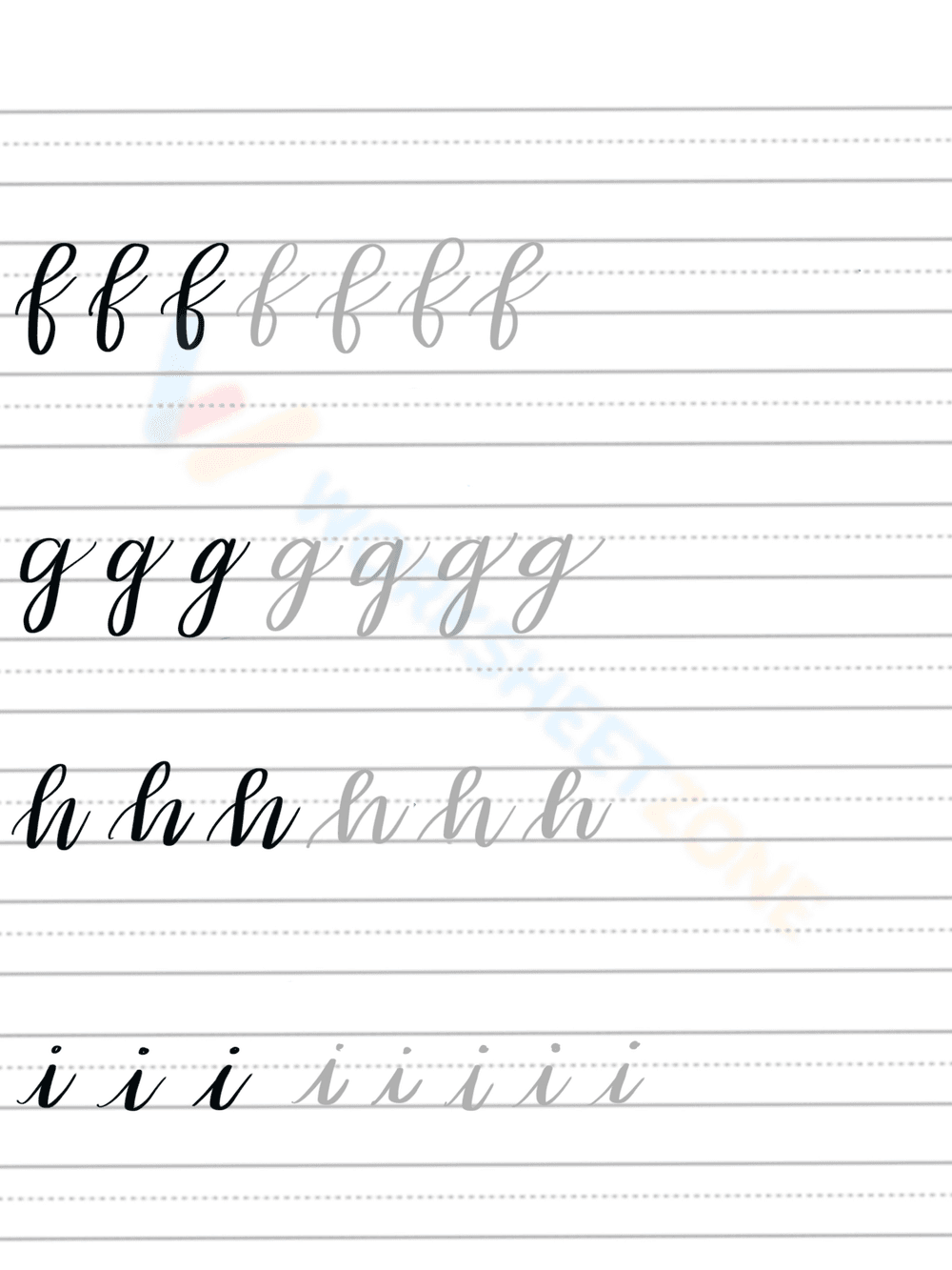 Letter Tracing: F-I Practice Worksheet for Kids - Page 1